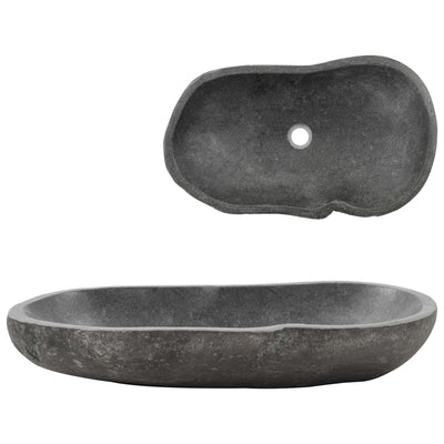 vidaXL Wash Basin River Stone Oval 60-70 cm