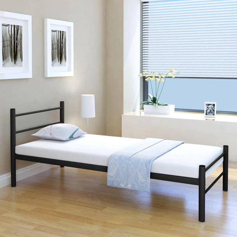 vidaXL Bed Frame without Mattress Black Metal King Single Size