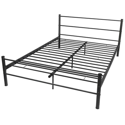 vidaXL Bed Frame without Mattress Black Metal Double Size