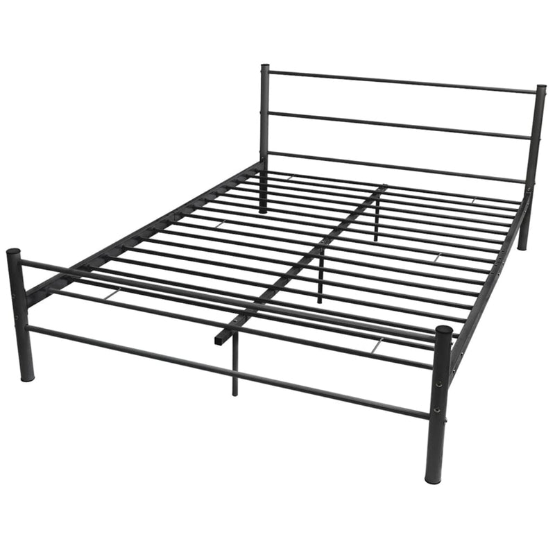 vidaXL Bed Frame without Mattress Black Metal Double Size