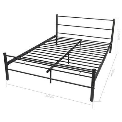 vidaXL Bed Frame without Mattress Black Metal Double Size