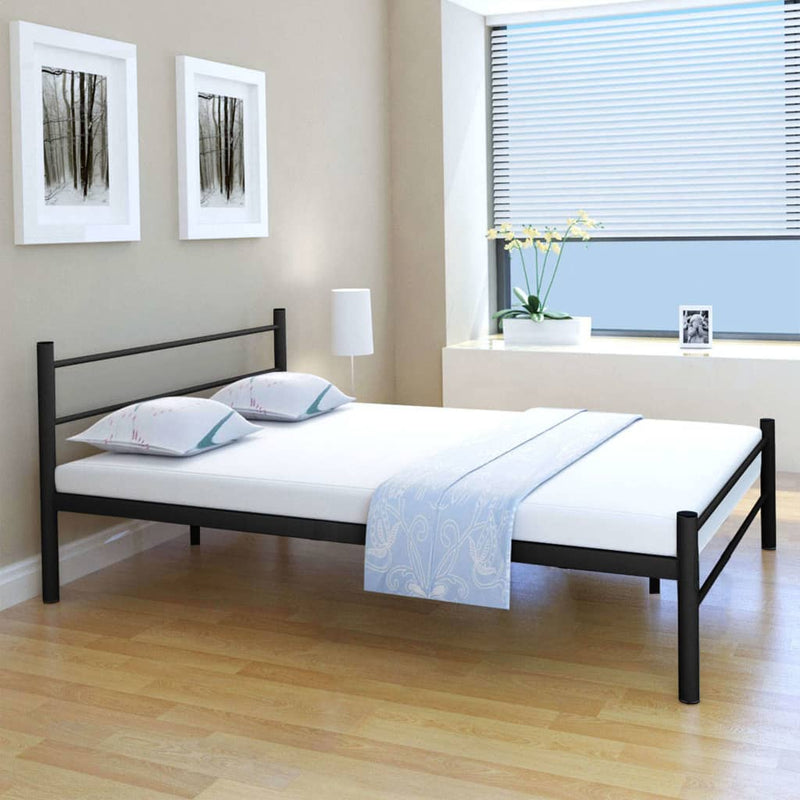 vidaXL Bed Frame without Mattress Black Metal Double Size