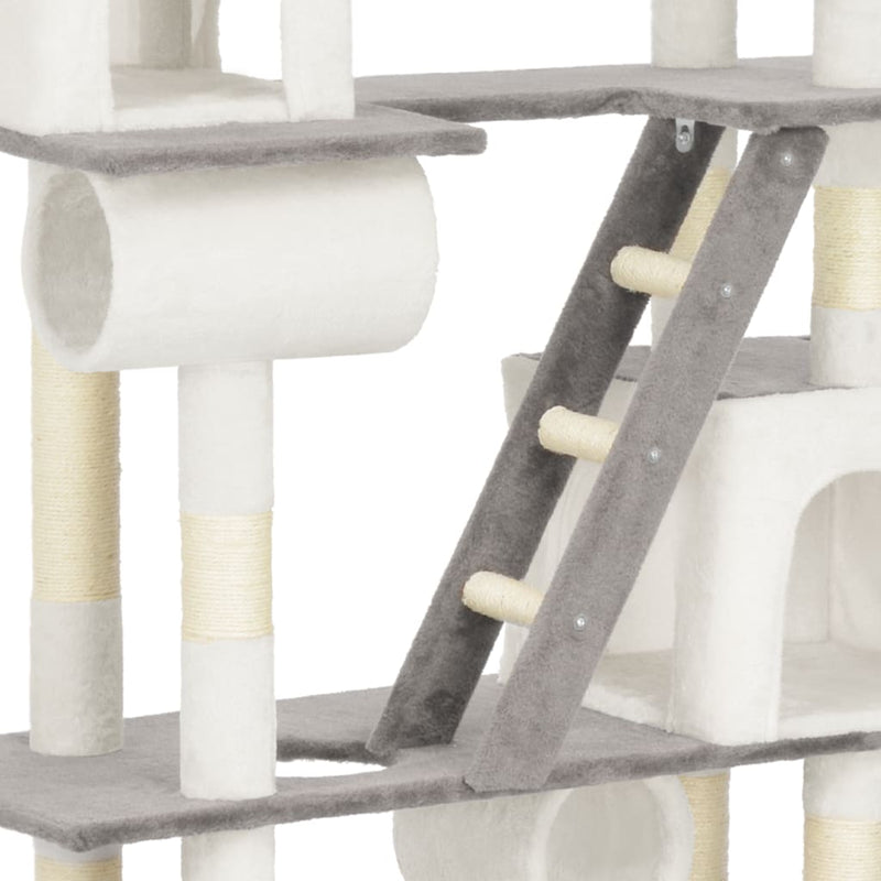 vidaXL Cat Tree with Sisal Scratching Posts White 225 cm