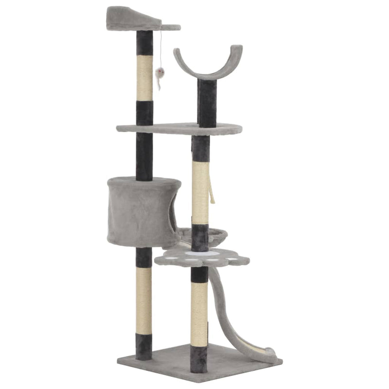 vidaXL Cat Tree with Sisal Scratching Posts Grey 145 cm