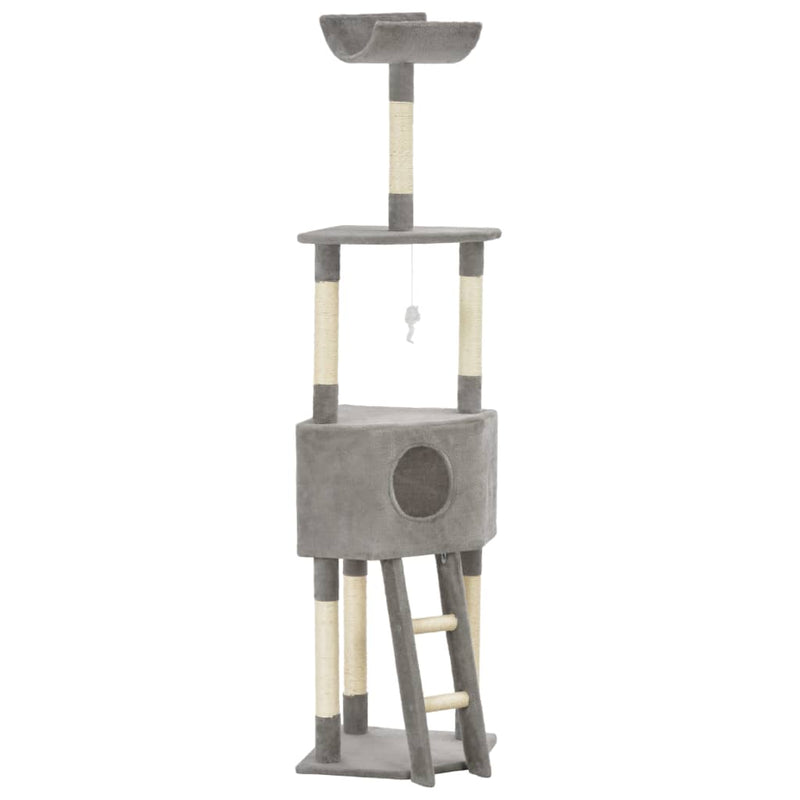 vidaXL Cat Tree with Sisal Scratching Post Grey 180 cm