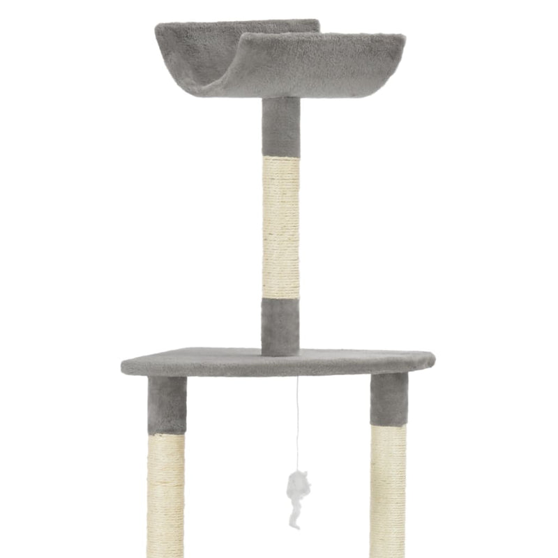 vidaXL Cat Tree with Sisal Scratching Post Grey 180 cm