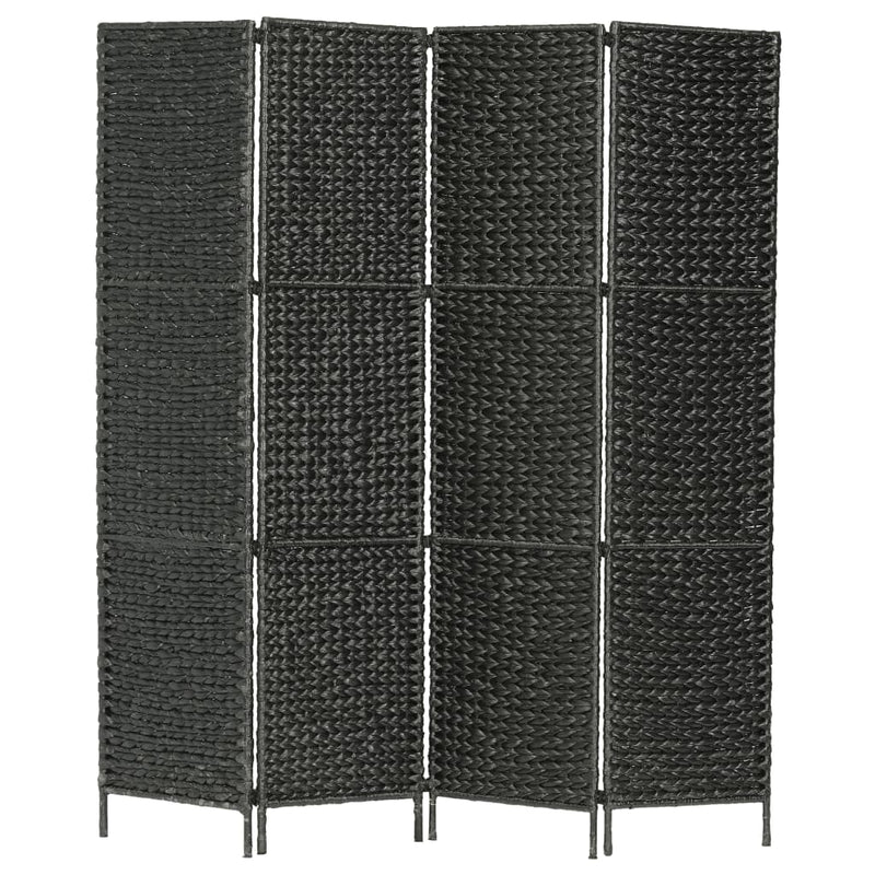 vidaXL 4-Panel Room Divider Black 154x160 cm Water Hyacinth