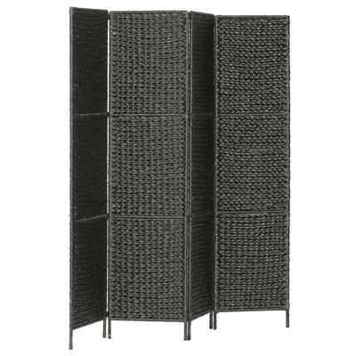 vidaXL 4-Panel Room Divider Black 154x160 cm Water Hyacinth
