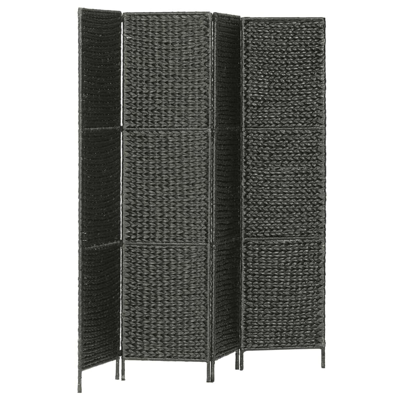 vidaXL 4-Panel Room Divider Black 154x160 cm Water Hyacinth