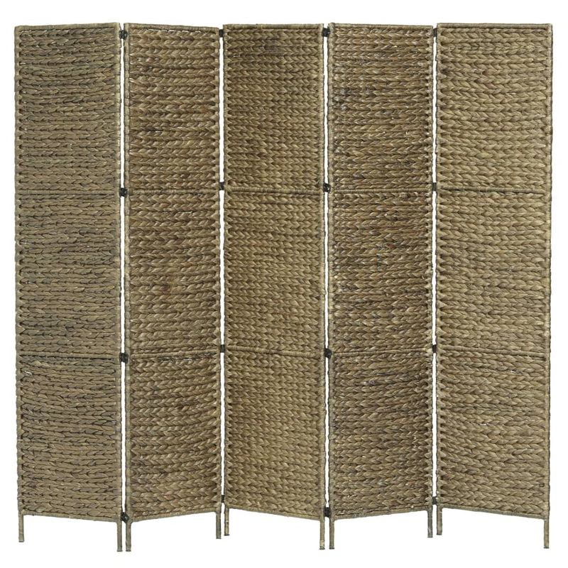 vidaXL 5-Panel Room Divider Black 193x160 cm Water Hyacinth