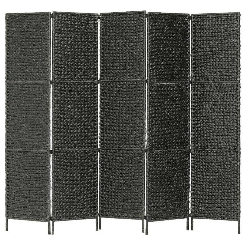 vidaXL 5-Panel Room Divider Black 193x160 cm Water Hyacinth