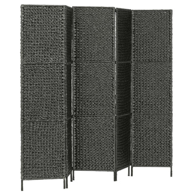 vidaXL 5-Panel Room Divider Black 193x160 cm Water Hyacinth