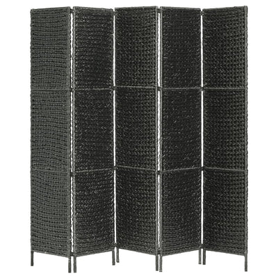 vidaXL 5-Panel Room Divider Black 193x160 cm Water Hyacinth