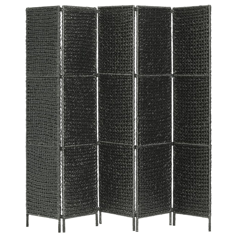vidaXL 5-Panel Room Divider Black 193x160 cm Water Hyacinth