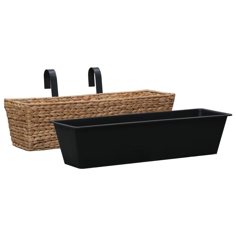 vidaXL Planters 2 pcs Water Hyacinth Black