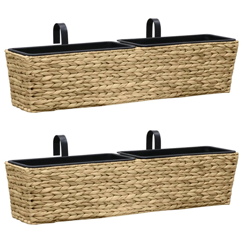 vidaXL Planters 2 pcs Water Hyacinth Black