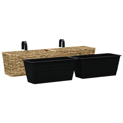 vidaXL Planters 2 pcs Water Hyacinth Black
