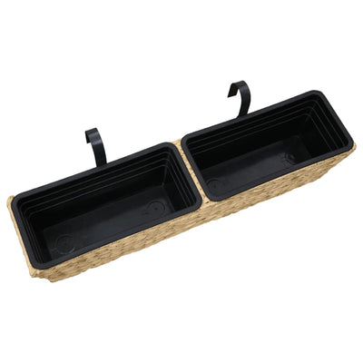 vidaXL Planters 2 pcs Water Hyacinth Black