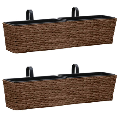 vidaXL Planters 2 pcs Water Hyacinth Black