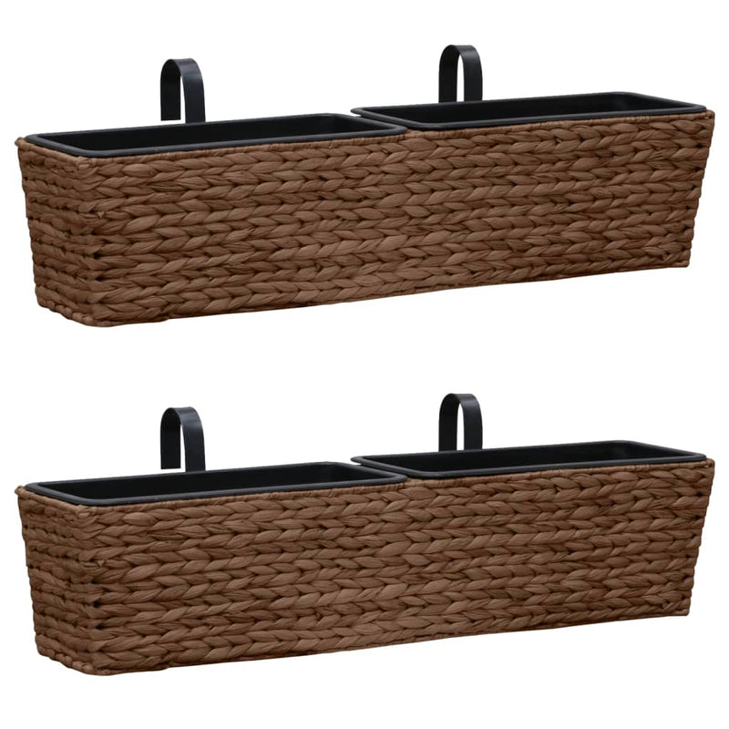 vidaXL Planters 2 pcs Water Hyacinth Black