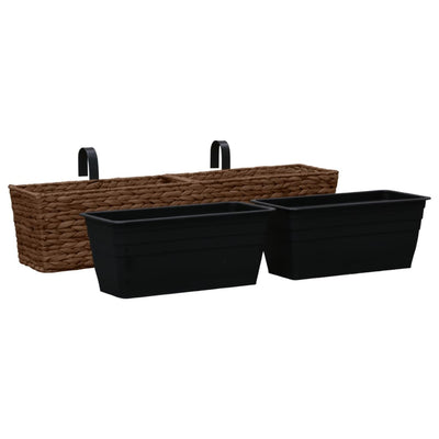 vidaXL Planters 2 pcs Water Hyacinth Black