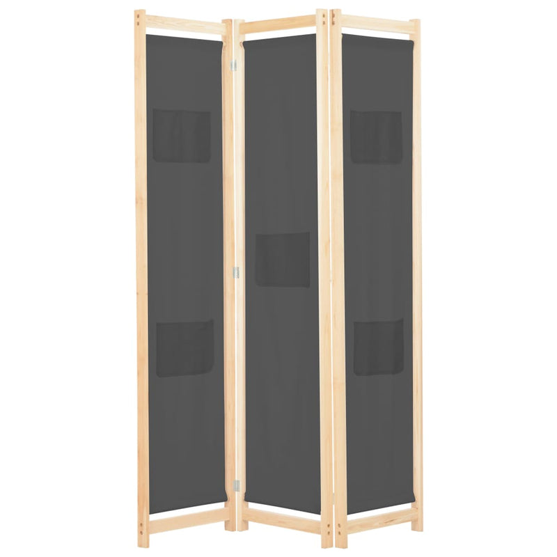 vidaXL 3-Panel Room Divider Black 120x170x4 cm Fabric