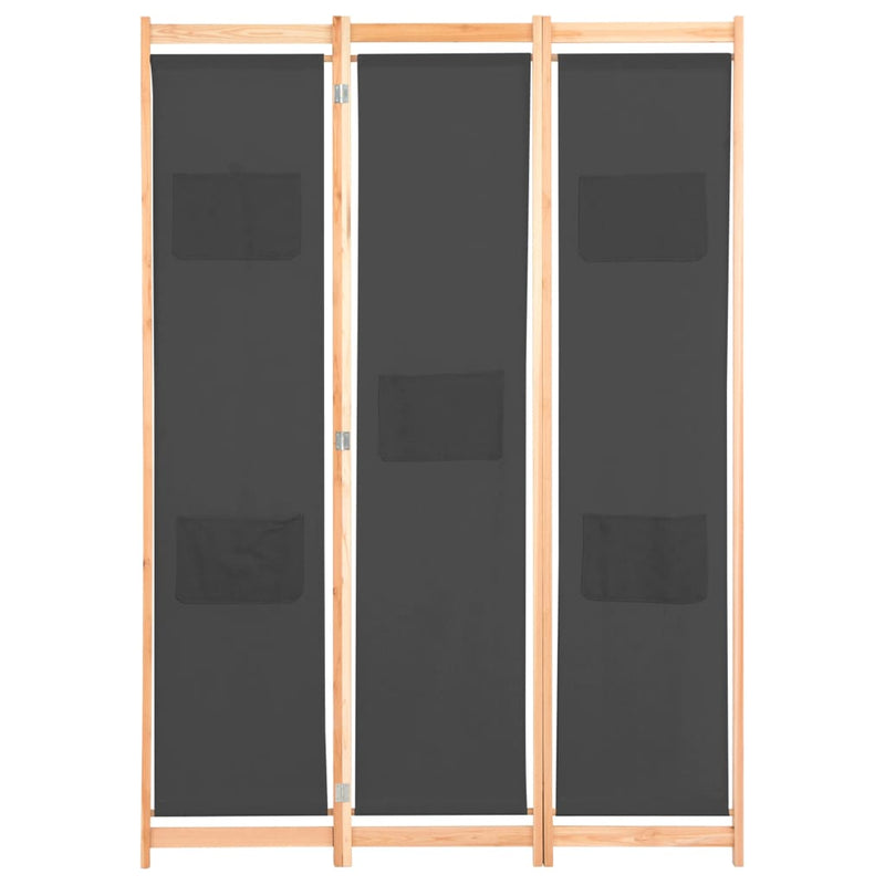 vidaXL 3-Panel Room Divider Black 120x170x4 cm Fabric