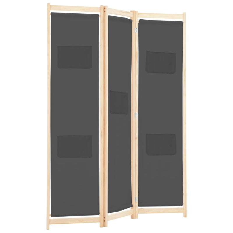 vidaXL 3-Panel Room Divider Black 120x170x4 cm Fabric