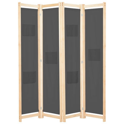 vidaXL 4-Panel Room Divider Black 160x170x4 cm Fabric