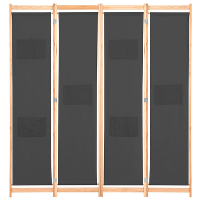 vidaXL 4-Panel Room Divider Black 160x170x4 cm Fabric