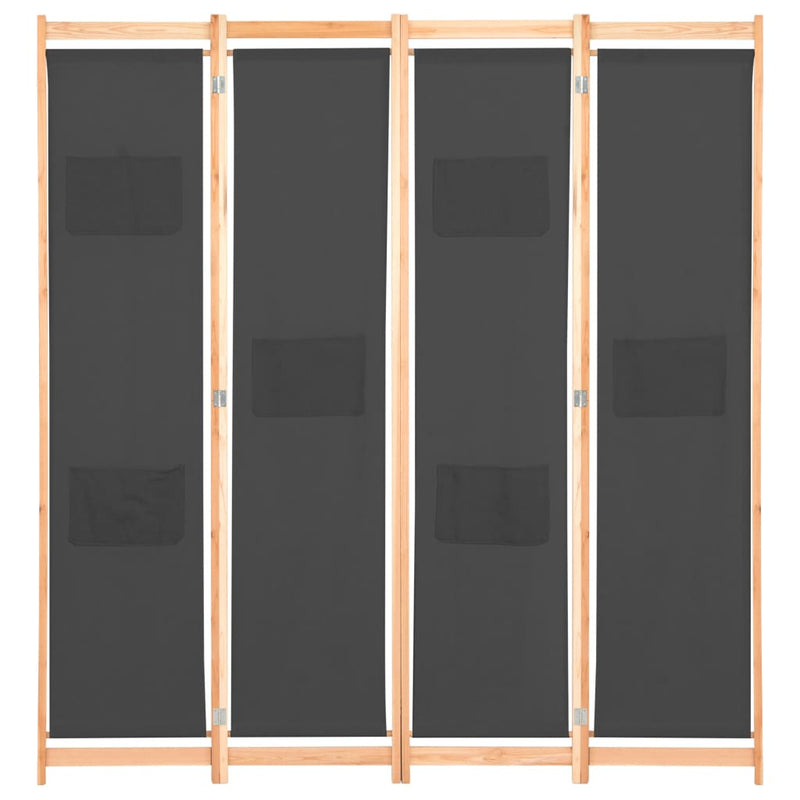vidaXL 4-Panel Room Divider Black 160x170x4 cm Fabric