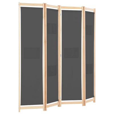 vidaXL 4-Panel Room Divider Black 160x170x4 cm Fabric