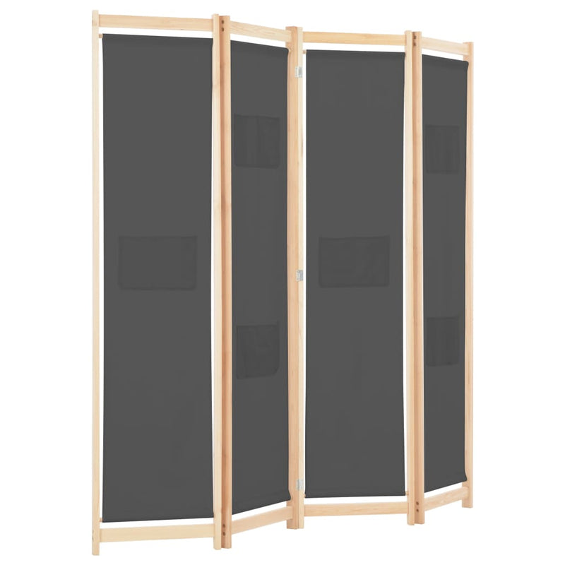 vidaXL 4-Panel Room Divider Black 160x170x4 cm Fabric