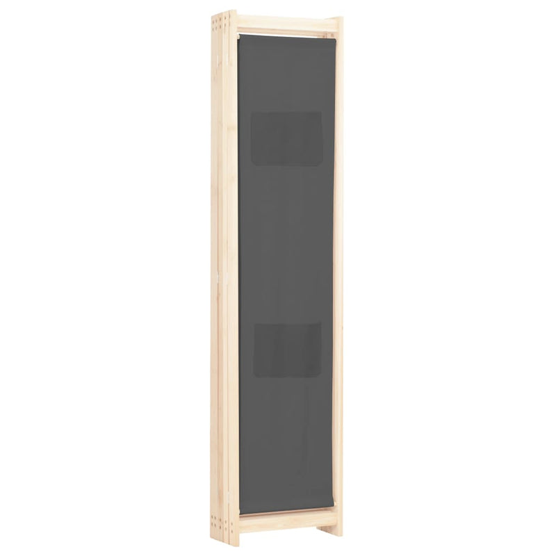 vidaXL 5-Panel Room Divider Black 200x170x4 cm Fabric