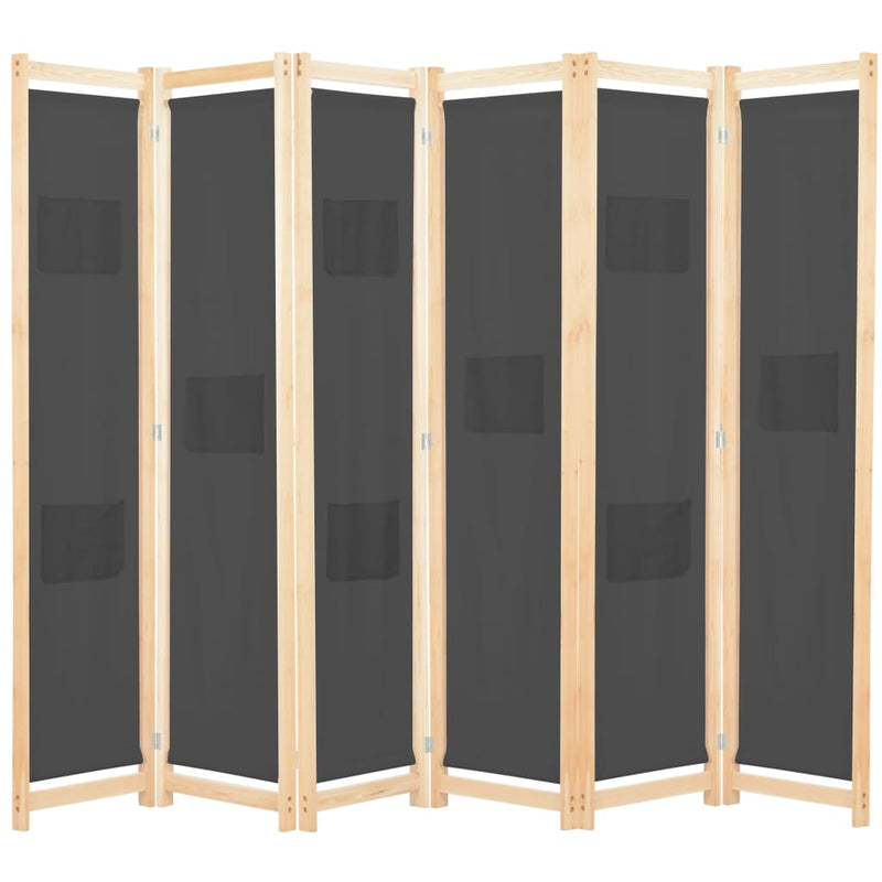 vidaXL 6-Panel Room Divider Black 240x170x4 cm Fabric