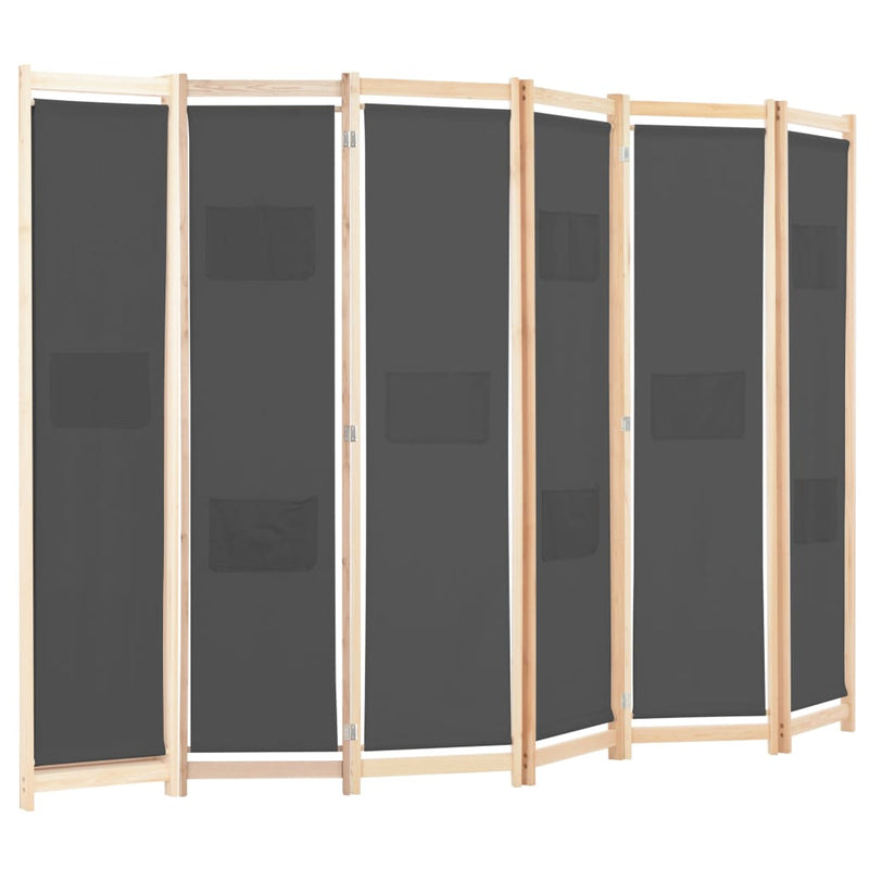 vidaXL 6-Panel Room Divider Black 240x170x4 cm Fabric
