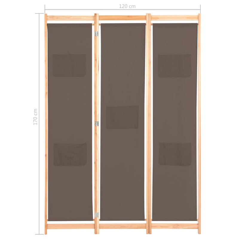 vidaXL 3-Panel Room Divider Black 120x170x4 cm Fabric