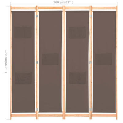 vidaXL 4-Panel Room Divider Black 160x170x4 cm Fabric