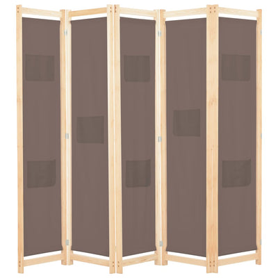 vidaXL 5-Panel Room Divider Black 200x170x4 cm Fabric