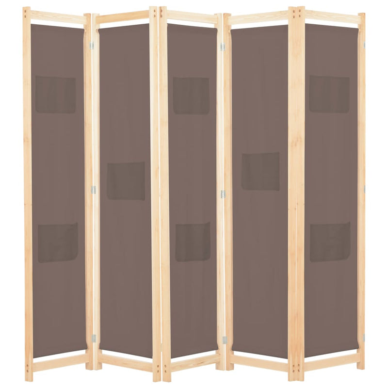 vidaXL 5-Panel Room Divider Black 200x170x4 cm Fabric