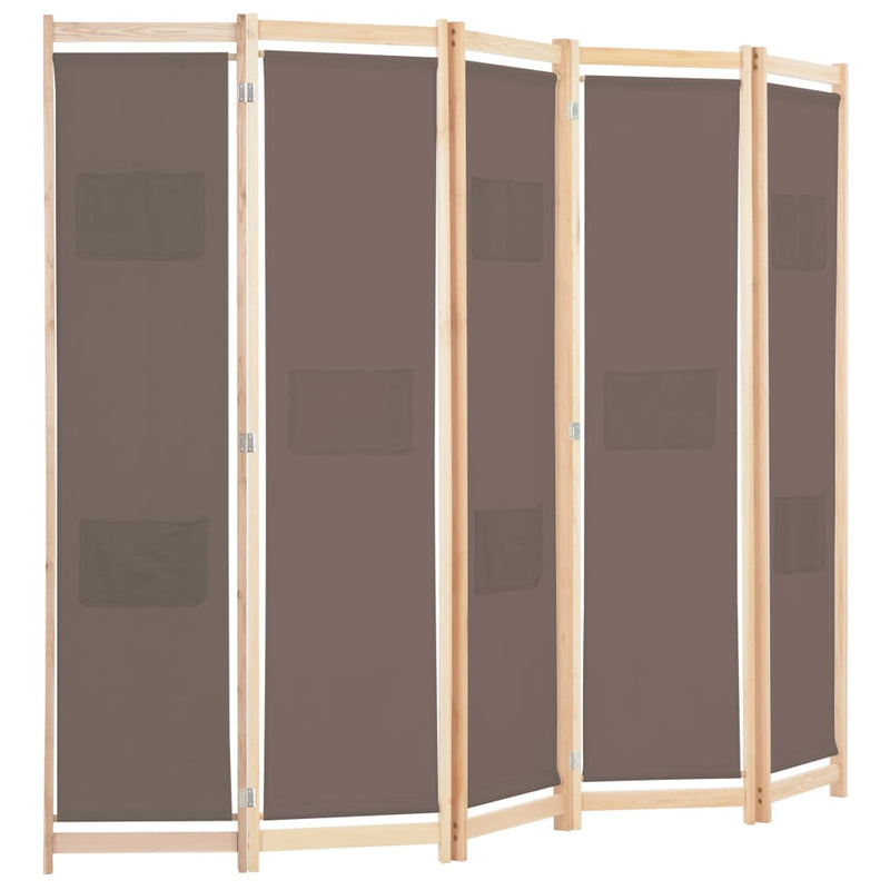 vidaXL 5-Panel Room Divider Black 200x170x4 cm Fabric