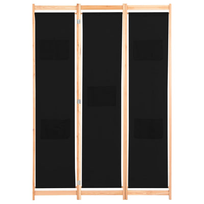 vidaXL 3-Panel Room Divider Black 120x170x4 cm Fabric