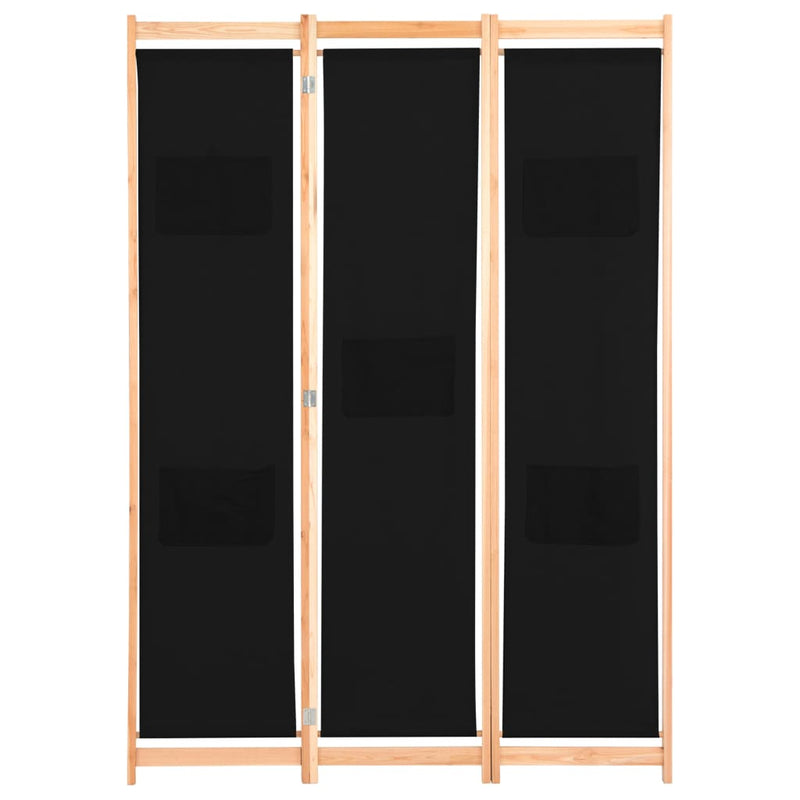 vidaXL 3-Panel Room Divider Black 120x170x4 cm Fabric
