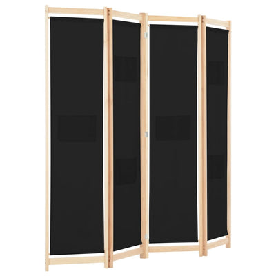 vidaXL 4-Panel Room Divider Black 160x170x4 cm Fabric