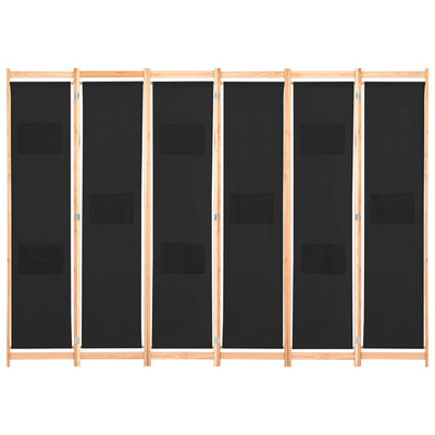 vidaXL 6-Panel Room Divider Black 240x170x4 cm Fabric