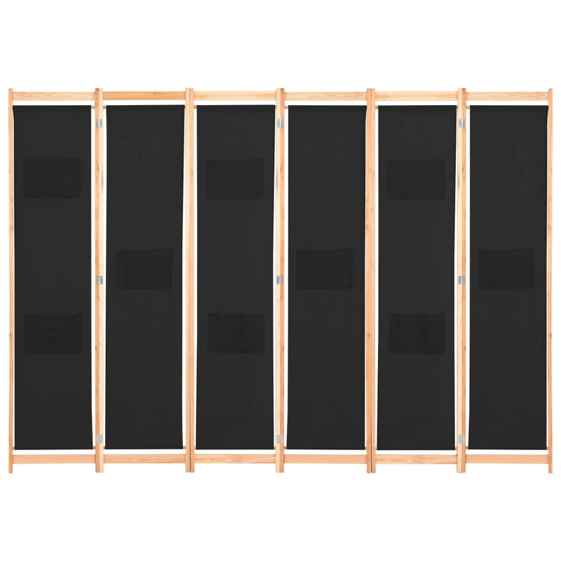 vidaXL 6-Panel Room Divider Black 240x170x4 cm Fabric