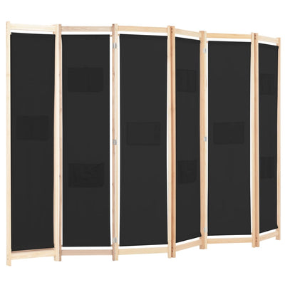 vidaXL 6-Panel Room Divider Black 240x170x4 cm Fabric