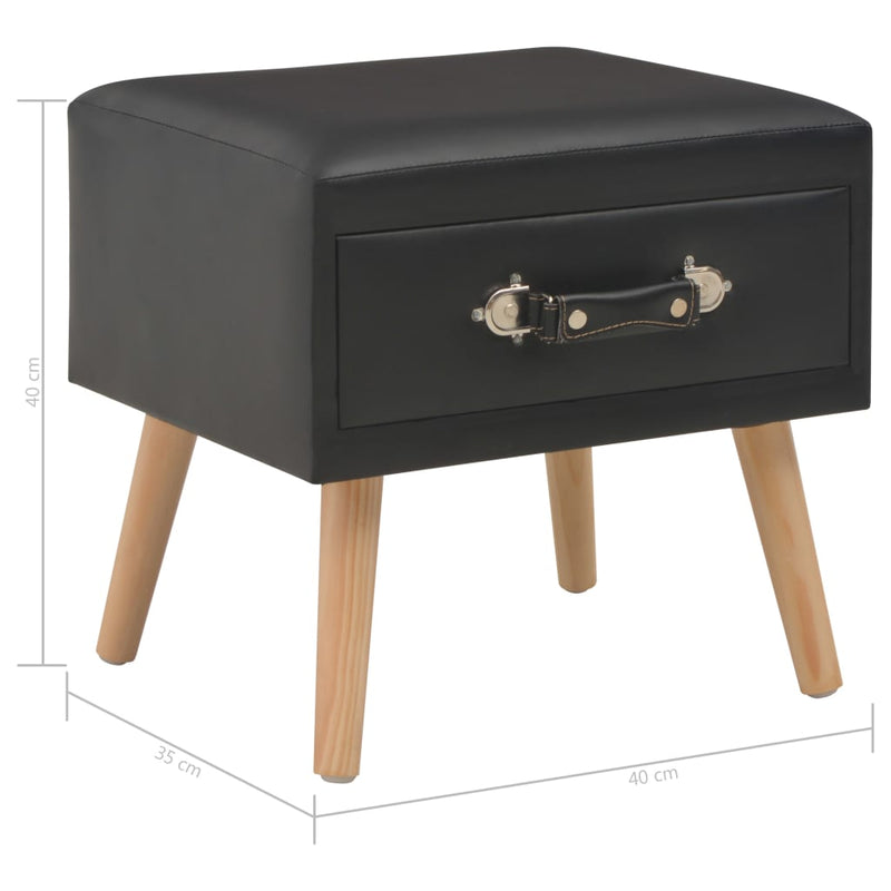 vidaXL Bedside Cabinet Black 40x35x40 cm Faux Leather
