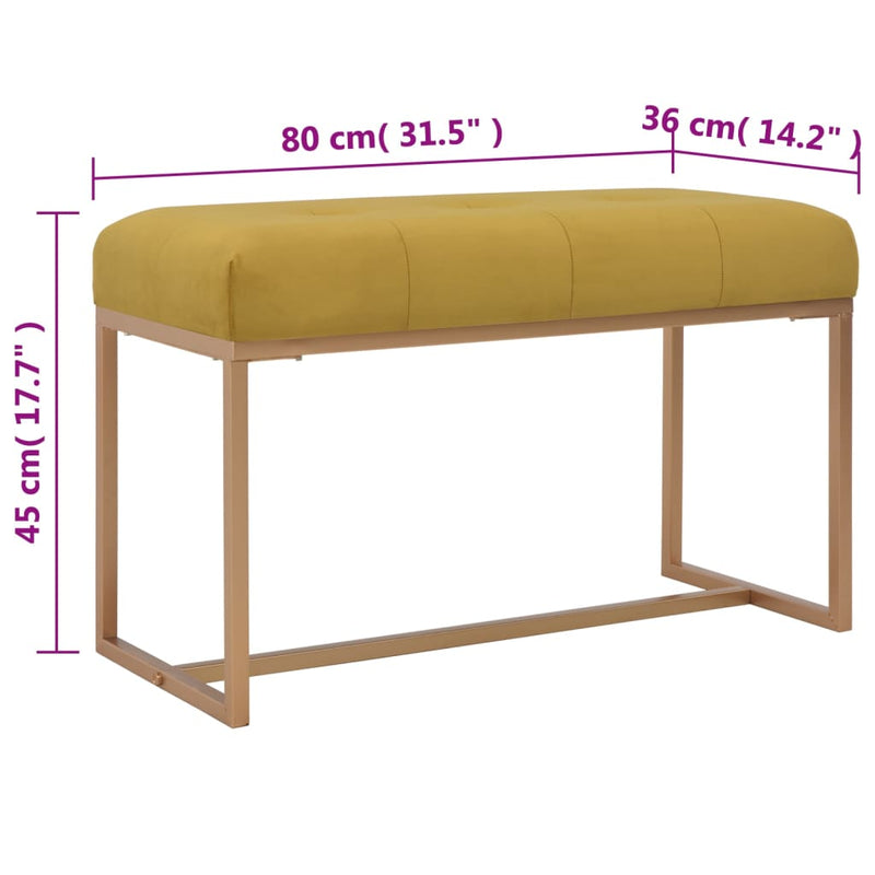 vidaXL Bench 80 cm Mustard Velvet