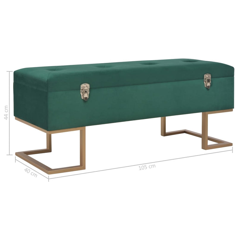 vidaXL Bench with Storage Compartment 105 cm Green Velvet